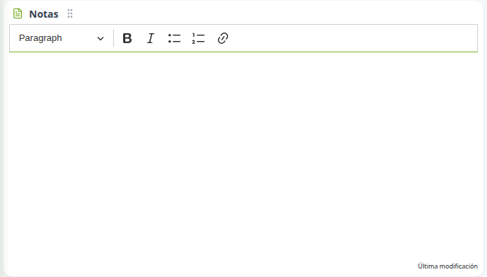 Editor de Notas en el dashboard
