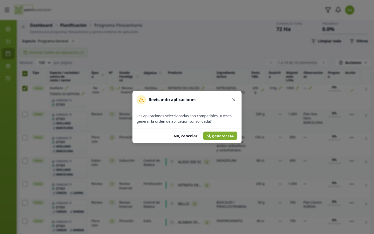 Modal Revisando aplicaciones, compatible